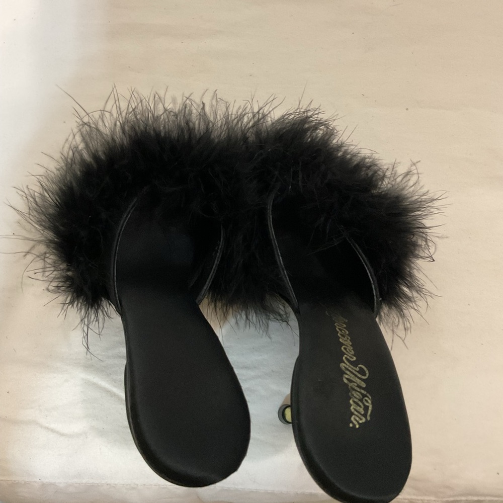 Undercover Wear Black Marabou Feather High Heels Size 6 - Picture 5 of 7